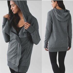 Lululemon Wrap Up Jacket Heather grey hooded zip up long sweater 4 athleisure